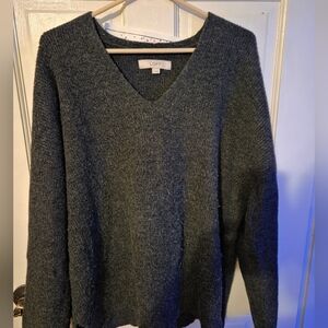 LOFT Charcoal V-Neck Sweater
